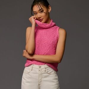 Pilcro Anthropoligie Sleeveless Turtleneck Sweater Tank in Rose XS NWT